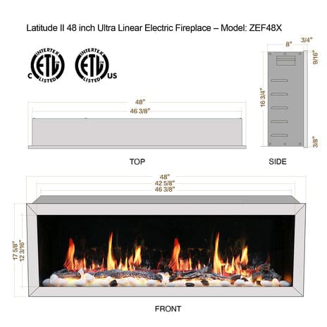 Litedeer Electric Fireplace Litedeer Gloria II 48" Smart Wall Mounted Electric Fireplace with wifi ,Silver White - ZEF48XS ZEF48XS