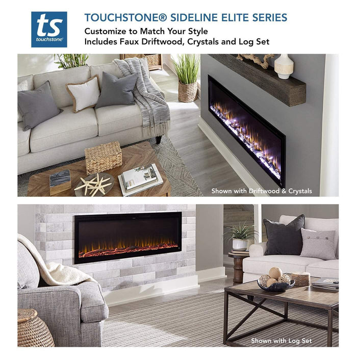 Touchstone Electric Fireplace Sideline Elite Smart 50" WiFi-Enabled Recessed Touchstone Electric Fireplace (Alexa/Google Compatible) 80036